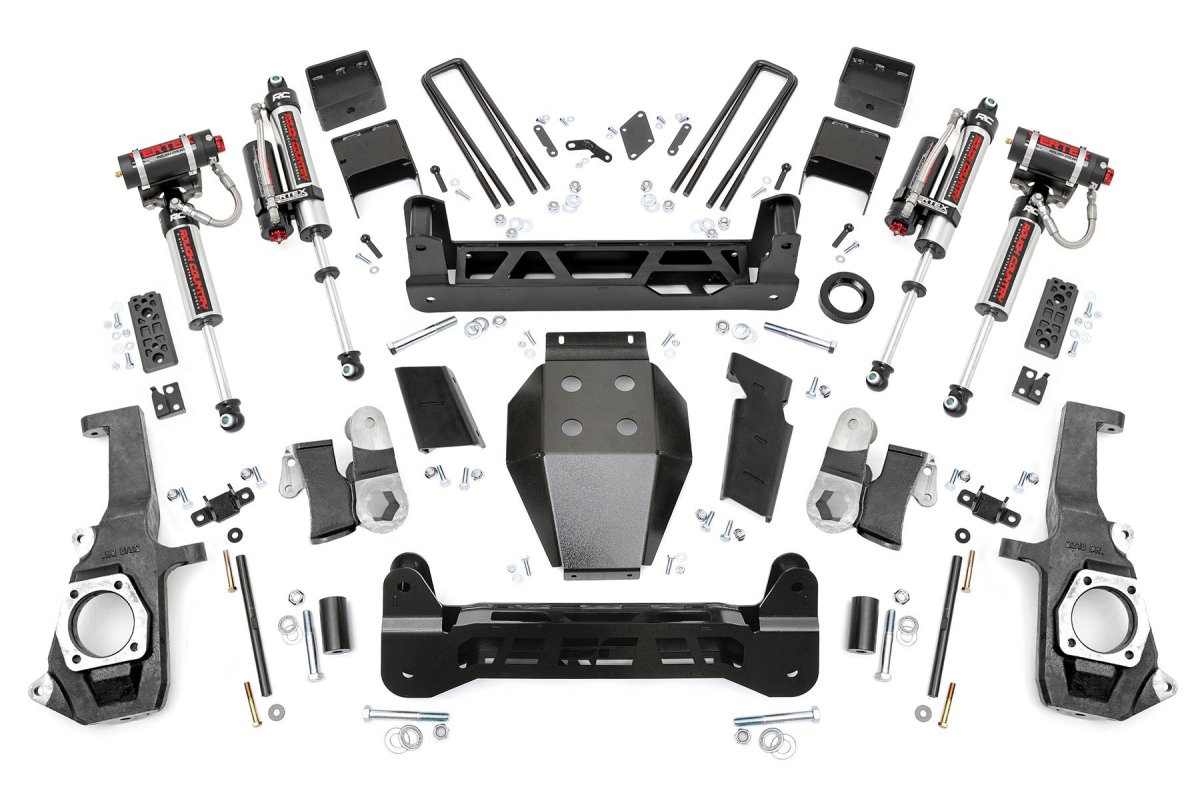 GMC Sierra 3500 HD Suspension Lift Kit - Rough Country - 7.5 Inch Lift Kit | Non-Torsion Drop | Vertex - Hammer Black - '11-'19